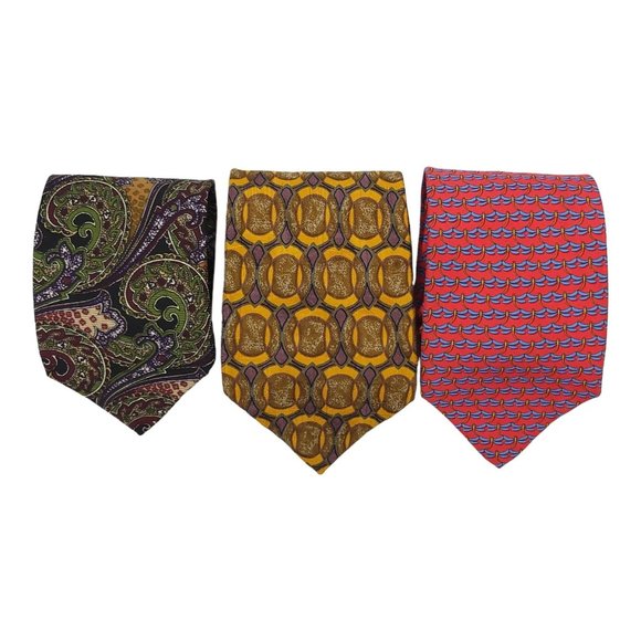 Robert Talbott Silk Ties Hand Sewn Paisley Geometric Dragonfly Lot of 3 - Picture 1 of 12